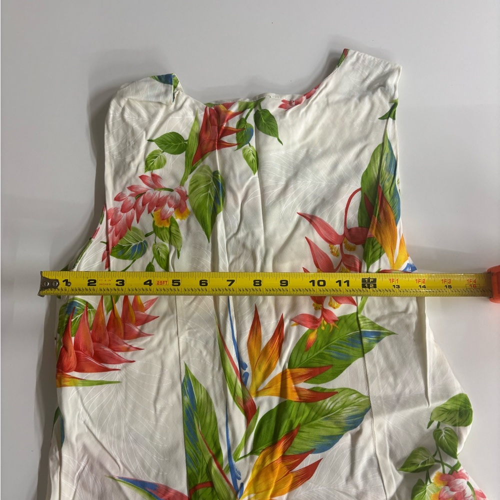 Tropical Floral Sleeveless Midi Dress - White with Multi-Color Print - Picture 9 of 10